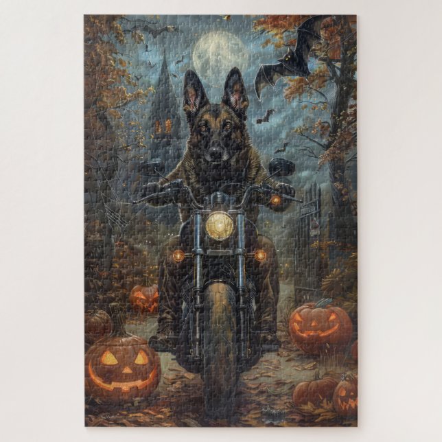 Puzzle Moto berger belge Halloween effroi (Vertical)