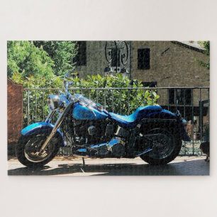 Puzzle Moto bleue dans l'ancienne Valbonne France