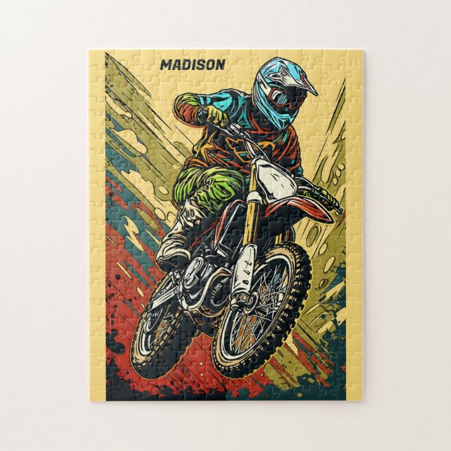 Puzzle Motocross de nom personnalisé (Vertical)