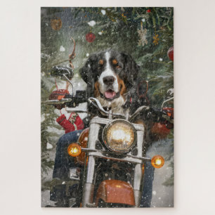 Puzzle Motocyclette de Noël de montagne suisse plus grand