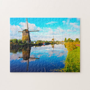 Puzzle Moulins à vent d'Amsterdam Hollande.