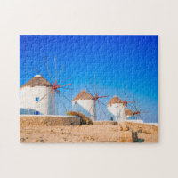 Moulins à vent traditionnels sur l'île de Mykonos,
