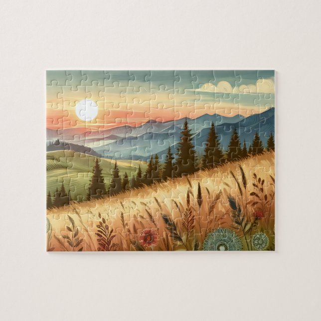 Puzzle Mountain Forest Hills Country Boho Nature (Horizontal)