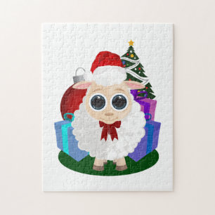Puzzle Mouton de Noël mignon Scène de vacances festive d'