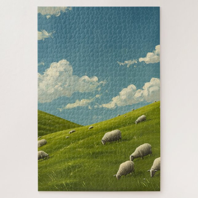 Puzzle Moutons sur Grassy Hill (Vertical)