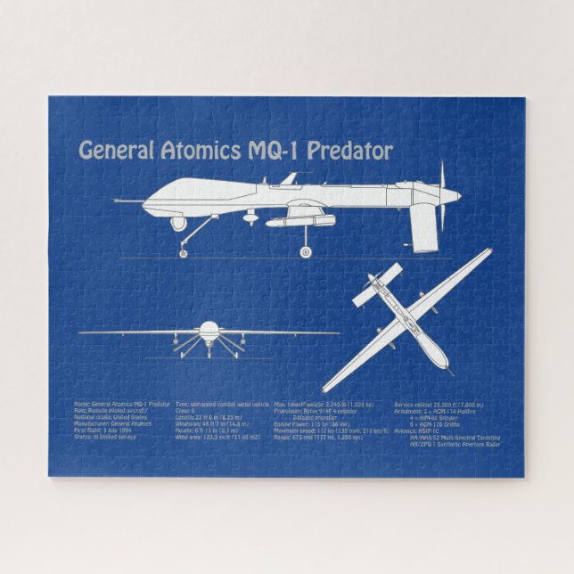 Puzzle MQ-1 Predator UAV- Plan d'avion ABD (Horizontal)