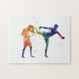 Puzzle Muay thai en aquarelle