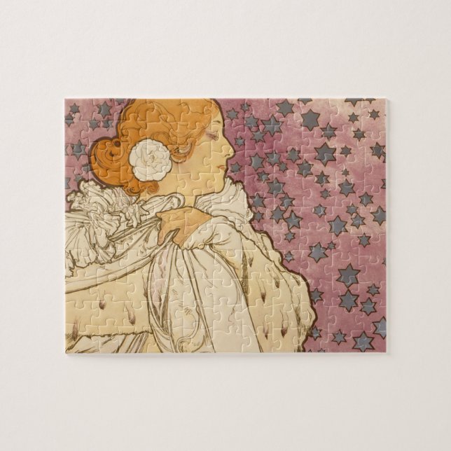 Puzzle Mucha Art nouveau femme beauté (Horizontal)