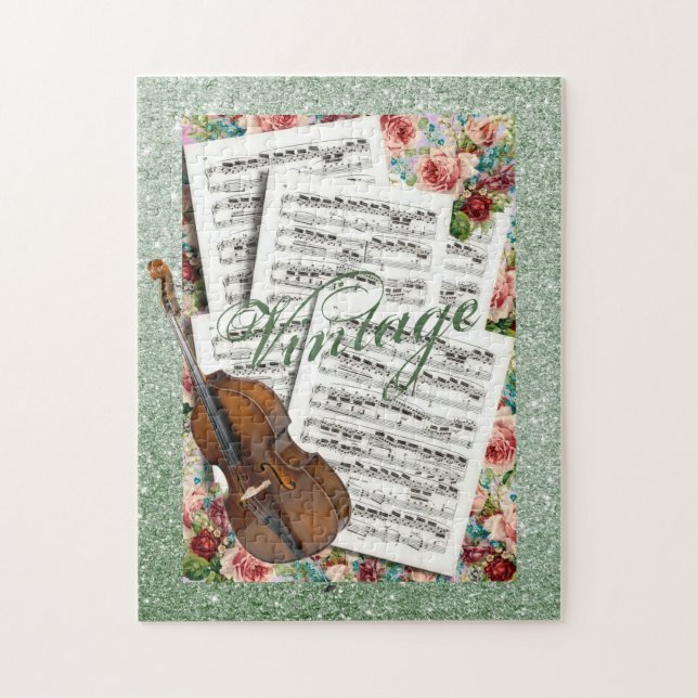 Puzzle Musique et fleurs Vintages (Vertical)