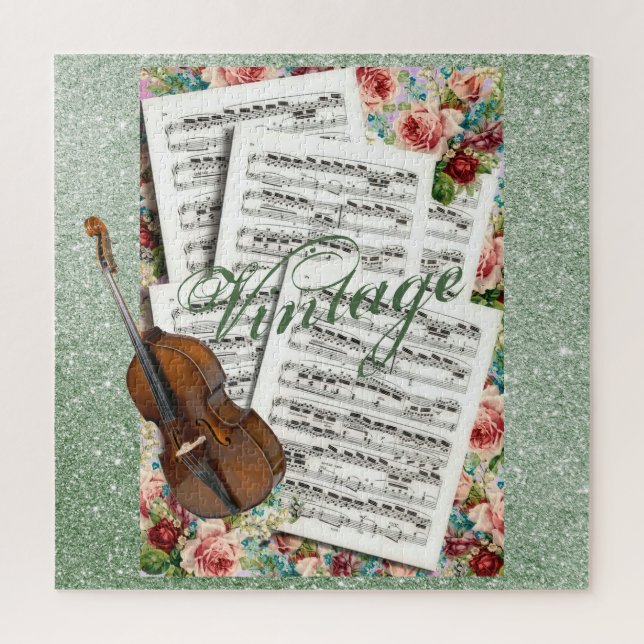 Puzzle Musique vintage & Fleurs (Vertical)