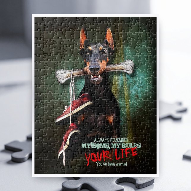 Puzzle My Home, Your Life : Doberman Dog w. Os - Drôle (Créateur téléchargé)