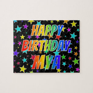 Puzzle "MYA" Prénom, amusant "HEUREUX ANNIVERSAIRE"