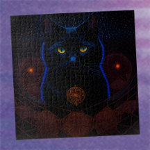 Mystic Dark Celestial Chat noir Imaginaire Art