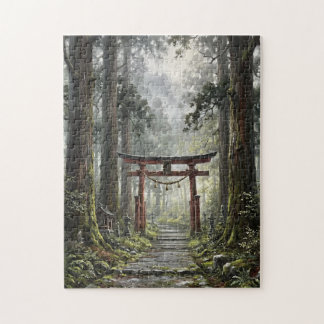 Puzzle Mystical forest and torii gate that symbolizes it