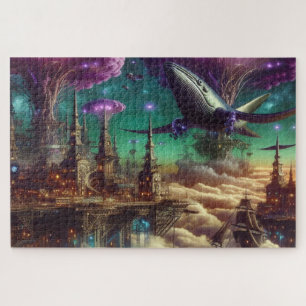 Puzzle Mystical Purple Futuristic Imaginaire City