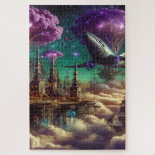 Puzzle Mystical Purple Futuristic Imaginaire City