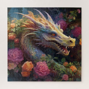 PUZZLE: Mythischer Mystischer Drache Blumengarten