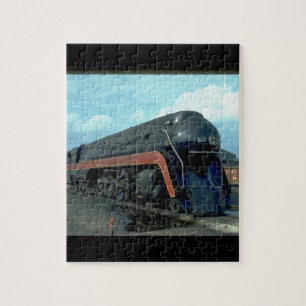 Puzzle N&W 4-8-4 #611. (train ; ciel ; nuages ; voie ;)