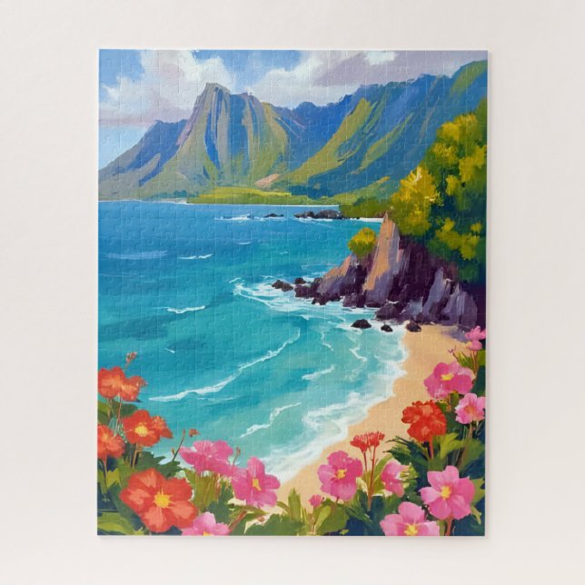 Puzzle Na Pali Coast Kauai Hawaii Coastline Painting (Vertical)
