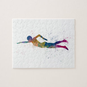 Puzzle nageur à l'aquarelle