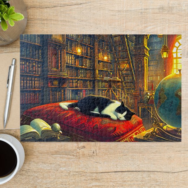Puzzle Napping Scholar Chat Maman Cadeau 1000 pièce (Créateur téléchargé)