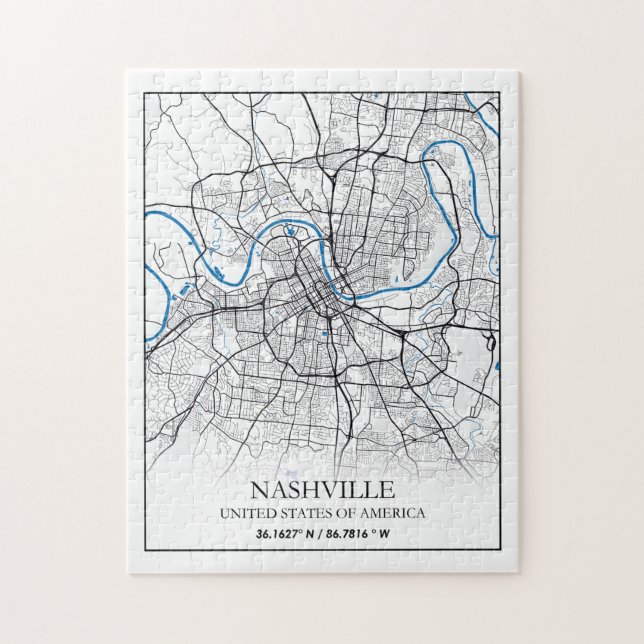 Puzzle Nashville Tennessee USA Travel City Plan (Vertical)