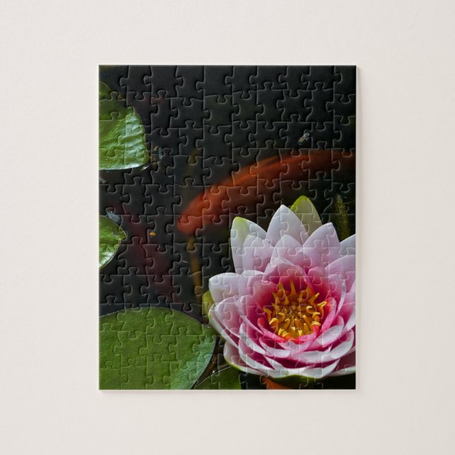 Puzzle natation de koi autour de lotus (Vertical)