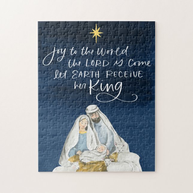 Puzzle Nativité Joy Aquarelle Noël religieux (Vertical)
