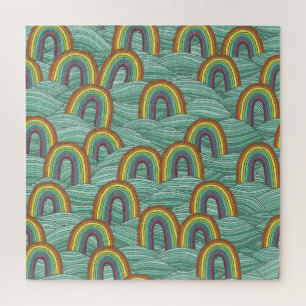 Puzzle Nature arc-en-ciel : Composition Vintage dessinée 