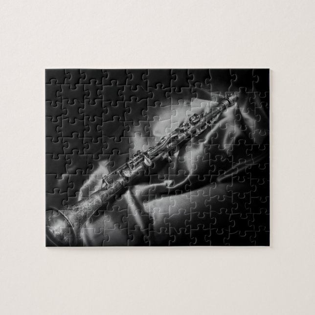 Puzzle Nature morte de clarinette ancienne, N&B (Horizontal)