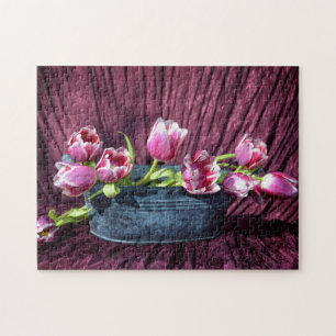 Puzzle Nature morte de tulipes roses