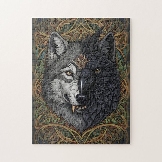 Puzzle Nature sauvage Corbeau de loup (Vertical)