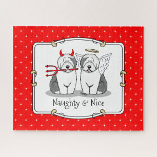Puzzle Naughty & Nice Old English Sheepdogs (Grey 1)