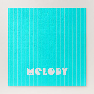 Puzzle Négone Cyan Blanc mince Vertical Striped Nom