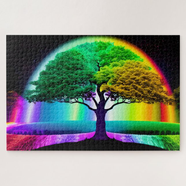 Puzzle Neon Arbre arc-en-ciel de la vie (Horizontal)