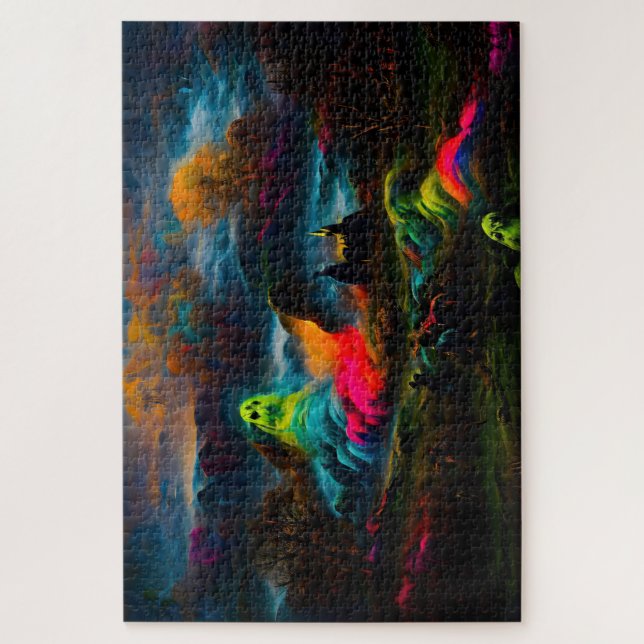 Puzzle Neon Ghosts dans un paysage d'Imaginaire hanté (Vertical)