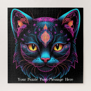 Puzzle Neon Mandala Cat