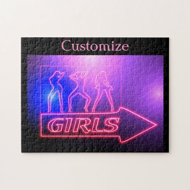 Puzzle Neon Pink Girls Sign Thunder_cove (Horizontal)