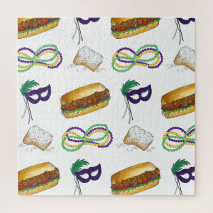 Puzzle New Orleans LA Beignet Mask Beads Mardi NOLA
