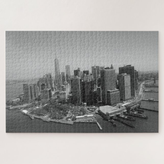 Puzzle New York City Manhattan gratte-ciel noir blanc (Horizontal)