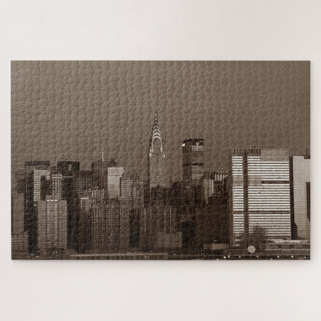 Puzzle New York City Manhattan Skyscrappers Sepia (Horizontal)