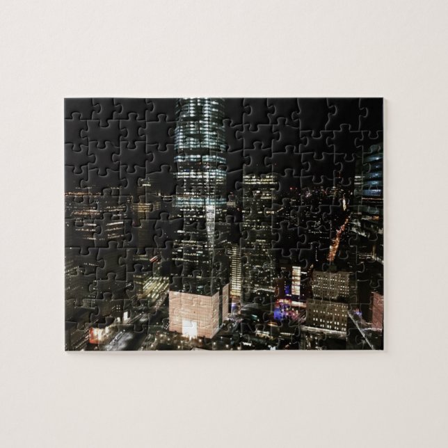 Puzzle New York City Night NYC Manhattan Skyline Photo (Horizontal)