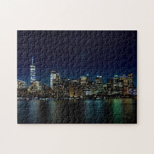 Puzzle New York City Skyline à NIght | Personnalisé (Horizontal)