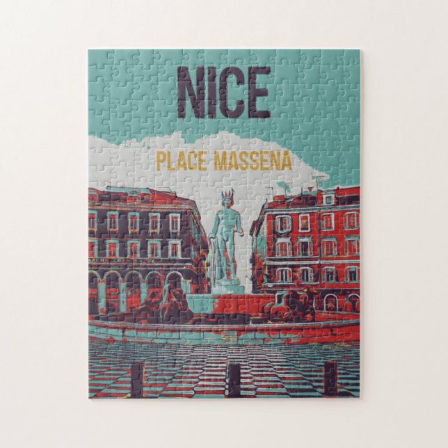 Puzzle Nice Massena Carré illustration France (Vertical)