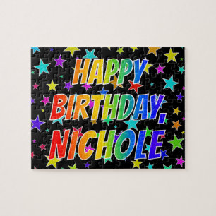 Puzzle "NICHOLE" Prénom, Amusant "JOYEUX ANNIVERSAIRE"