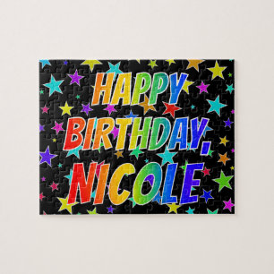 Puzzle "NICOLE" Prénom, amusant "HEUREUX ANNIVERSAIRE"