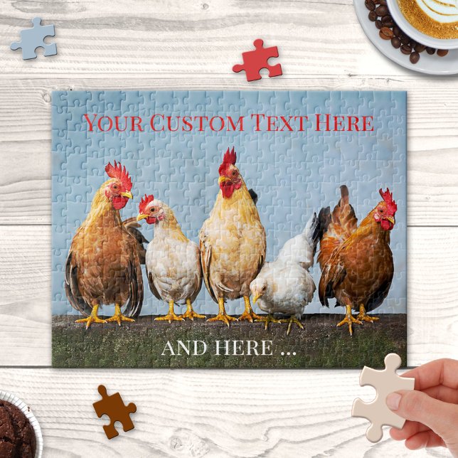 Puzzle niedlicher Hühnerfarmen (Farm birds puzzle featuring chicken friends talking to each other - family puzzle for a rainy day)