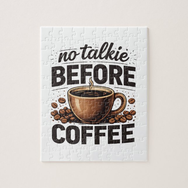 Puzzle No Talkie Before Coffee – Funny Retro Coffee Lover (Vertical)