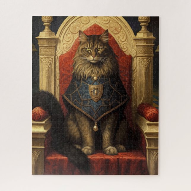 Puzzle Noble Maine Coon Trône Art Imprimer (Vertical)
