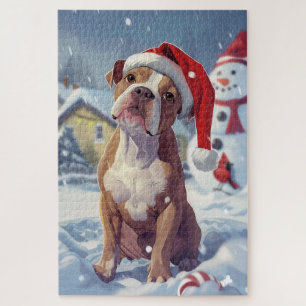Puzzle Noël American Staffordshire Winter Wonderland